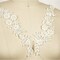 Ivory and Silver Beaded Appliques 10" Floral Lace Pair for Bridal Gown or Dance Costume